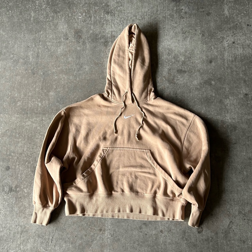 khaki nike cropped oversize hoodie